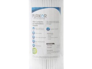 FILTRO CARTUCHO PLEGABLE DE POLIPROPILENO MARCA PURIKOR CON DIMENSIONES DE 4.5" X 20" PARA FILTRADO DE 50 MICRAS