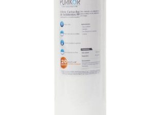 FILTRO CARTUCHO DE POLIPROPILENO TERMOFUSIONADO MARCA PURIKOR CON DIMENSIONES DE 4.5" X 20" PARA FILTRADO DE 20 MICRAS