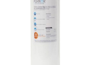 FILTRO CARTUCHO DE POLIPROPILENO TERMOFUSIONADO MARCA PURIKOR CON DIMENSIONES DE 4.5" X 20" PARA FILTRADO DE 5 MICRAS